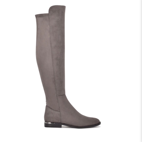 Nine West Allair‎ 2 Over The Knee Boots 6.5 DARK GRAY 020 NWOT Soft Faux Suede - Picture 1 of 15